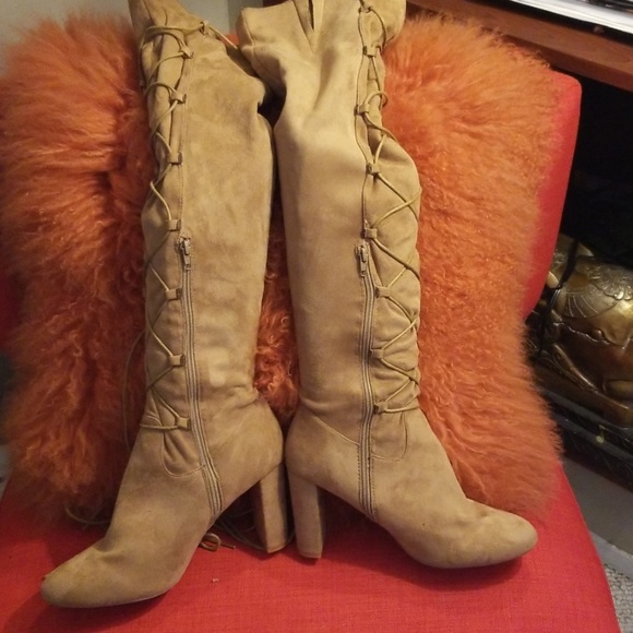 Shoes - Over the knee faux suede boots sz 10